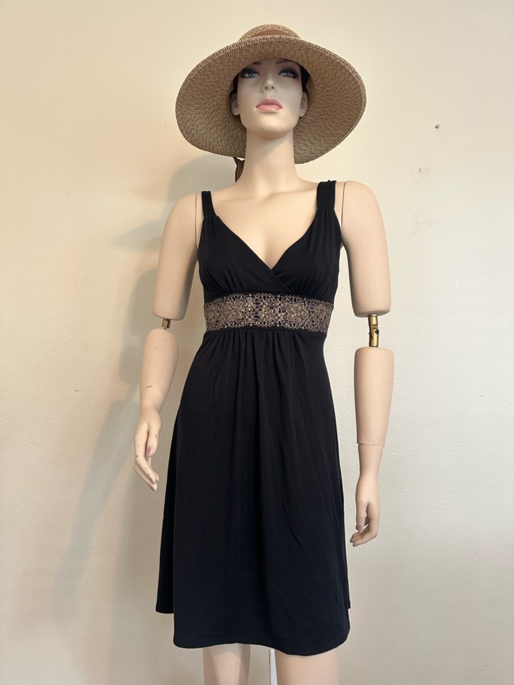 Lipstick Boutique Black Dress with Gold Detailing